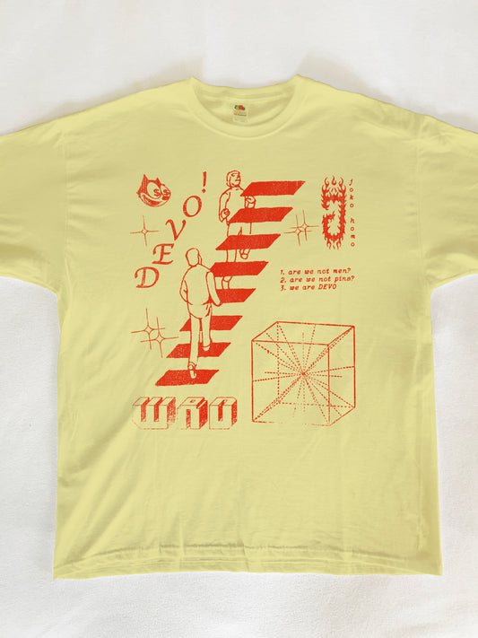 DEVO We Are DEVO Egg Punk Yellow & Red T-Shirt (Gildan Softstlye Unisex Cotton Shirt)