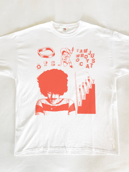 Phil Lynott Thin Lizzzy Cowboy White T-Shirt (Gildan Softstlye Unisex Cotton Shirt)