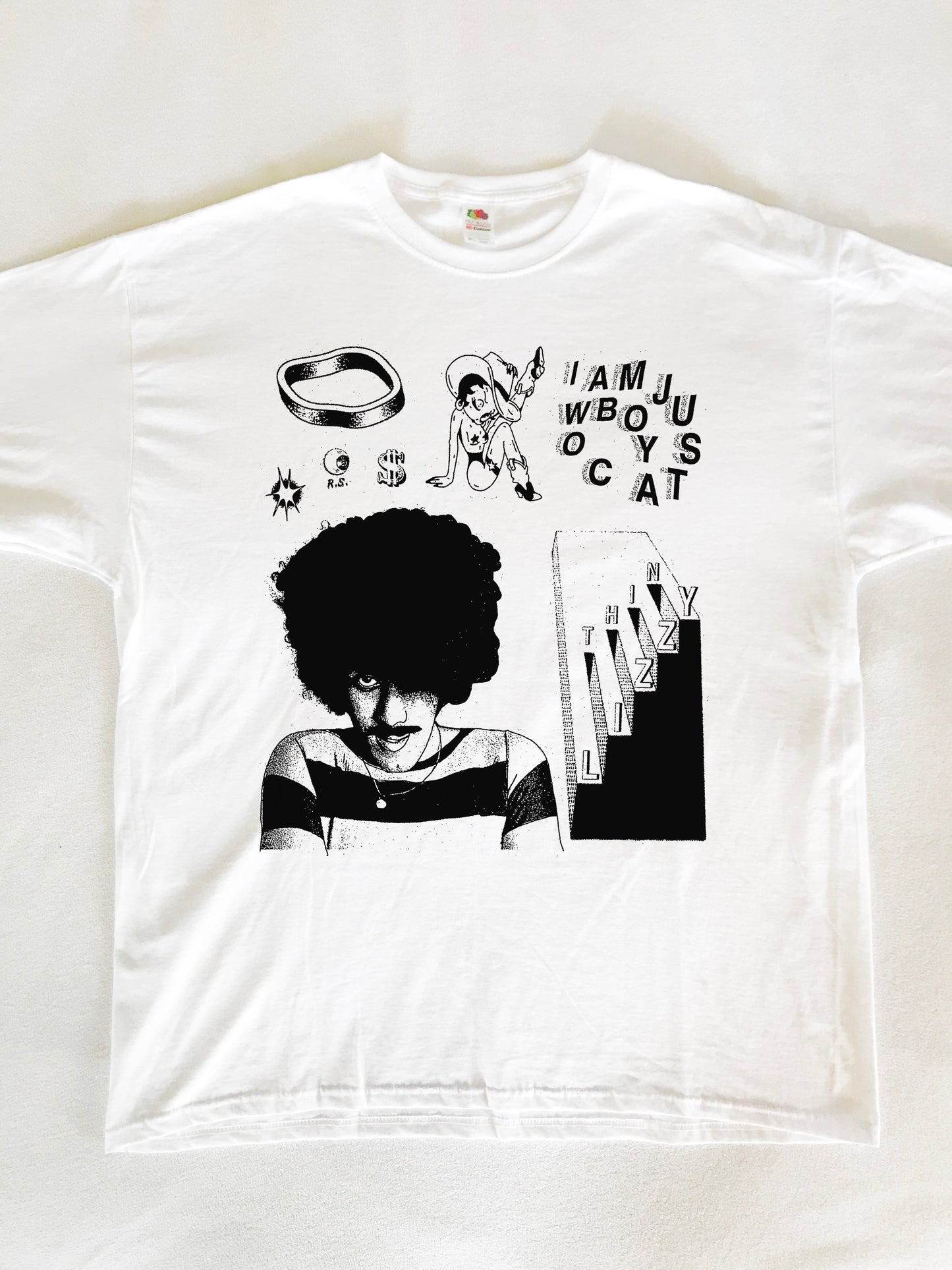 Phil Lynott Thin Lizzzy Cowboy White T-Shirt (Gildan Softstlye Unisex Cotton Shirt)