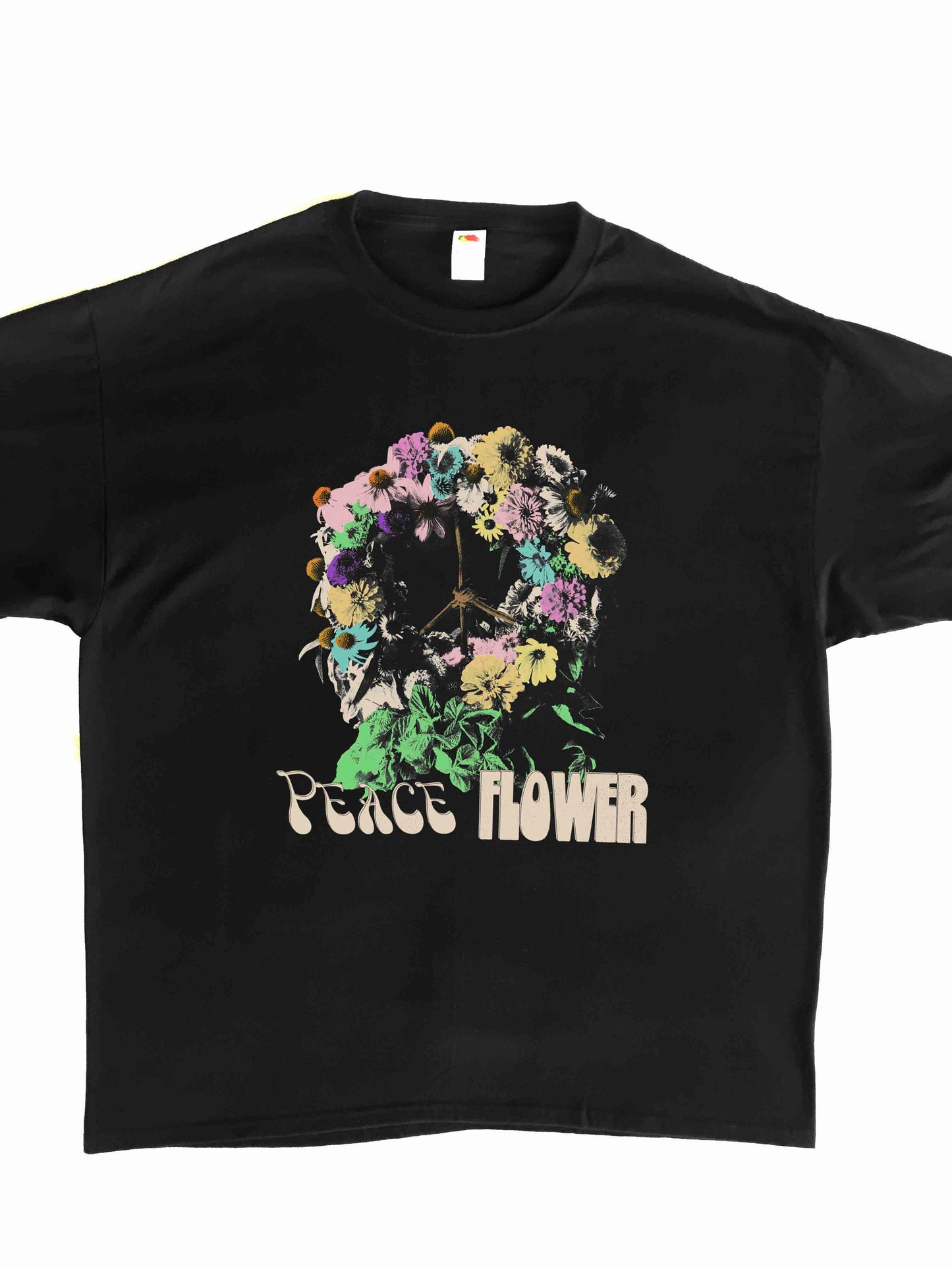 Peace Flower Vintage Black T-Shirt