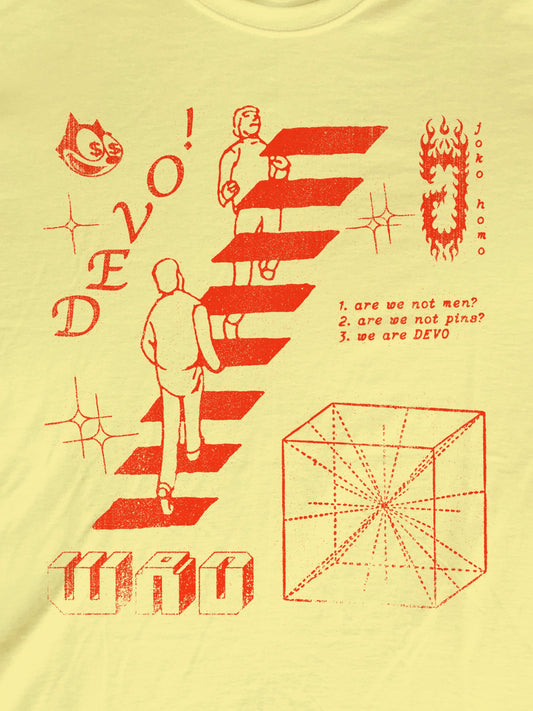 DEVO We Are DEVO Egg Punk Yellow & Red T-Shirt (Gildan Softstlye Unisex Cotton Shirt)